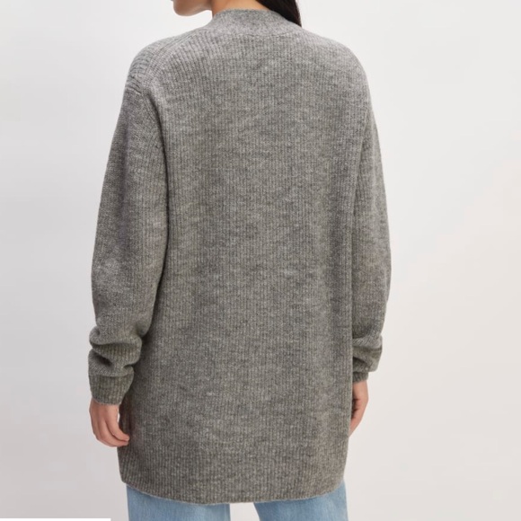 Everlane Oversize Alpaca Pocket Cardigan Heathered Stone Sweater Wool Light S - Picture 4 of 10
